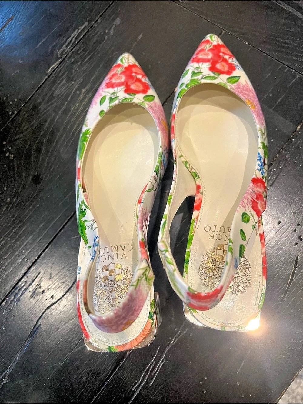 Vince Camuto Floral Block Heel Pumps in Multi US 9. New